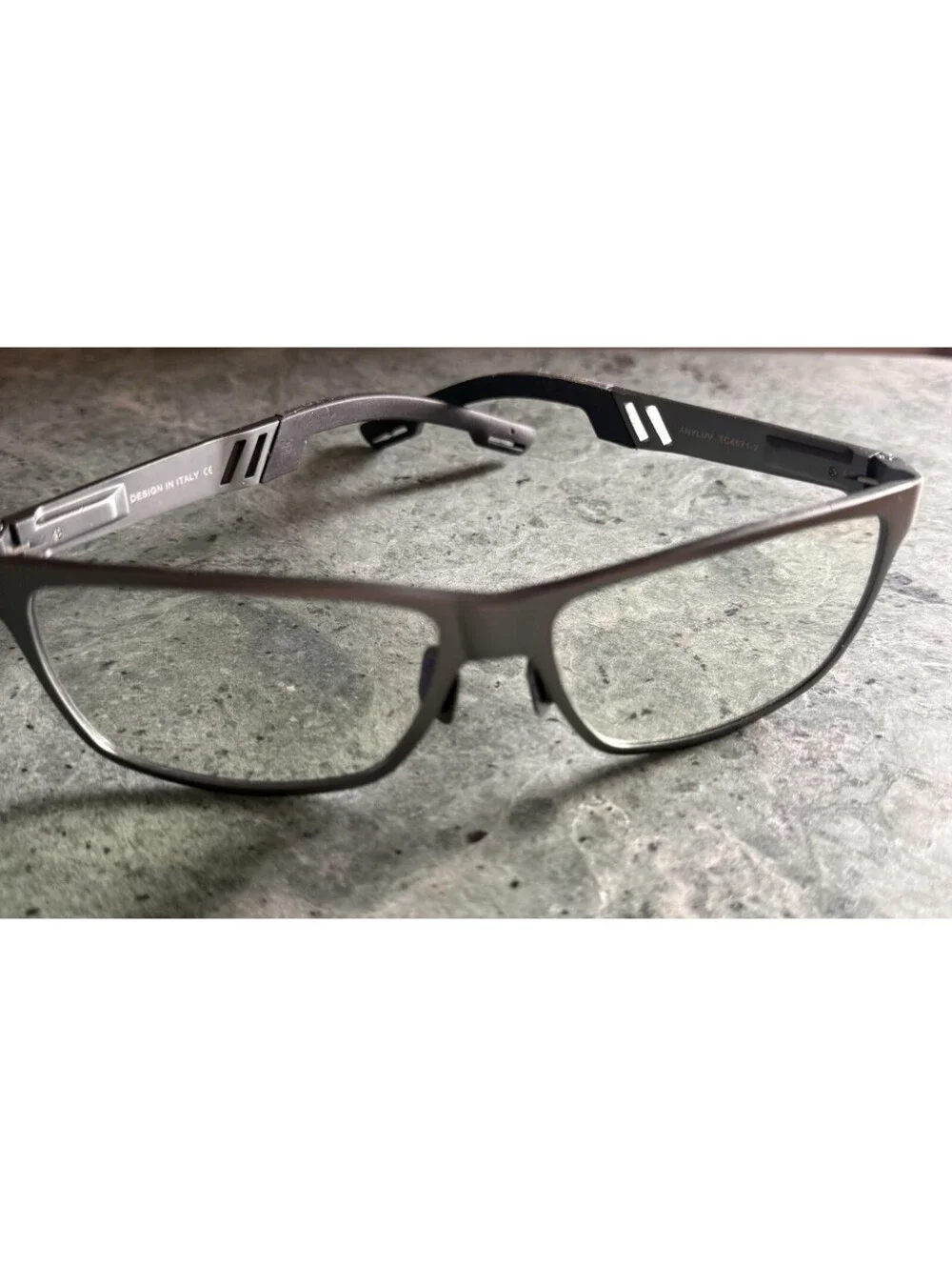 ANYLUV TC4571-2 Grey Blue Light Blocking Glasses Gunmetal Grey Carbon Made Italy